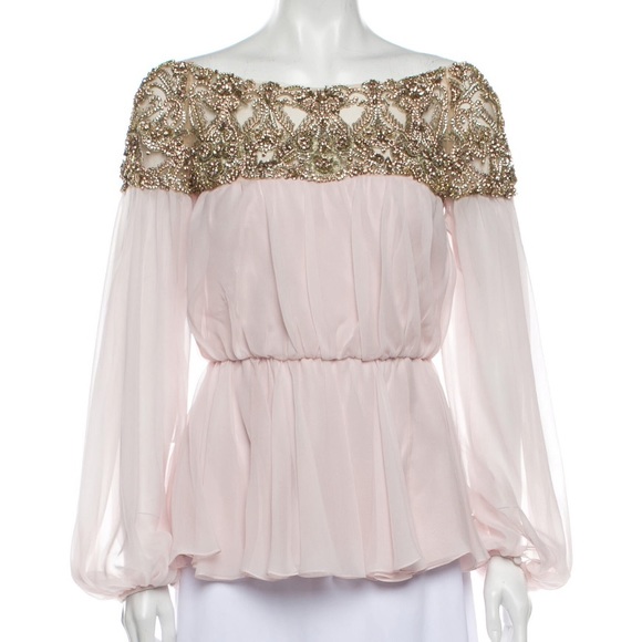 Marchesa Silk off-the-shoulder blouse - Picture 1 of 3